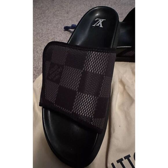 Louis Vuitton Miami Mule FD 0214 9 Slide Slippers Men’s Black Jacquard Fabric - Picture 6 of 11